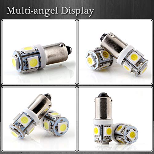 GLL BA9S LED Bulb 5SMD White 1893 44 47 756 1847 Wedge Pinball Machine Light Car Instrument Panel Gauge Cluster Lamp 6VDC/6.3VDC 20pack