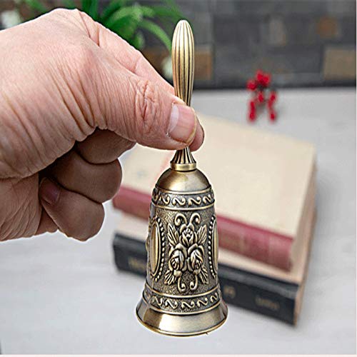 Abnaok Hand Call Bell, Extra Loud Multi-Purpose Metal Hand Bell for School Reception Dinner, Shop, Hotel Servicer, Kitchen, Restaurants, Pet Feeding and Home Decoration(Polished Brass) (Silver) - Thumbnail 5