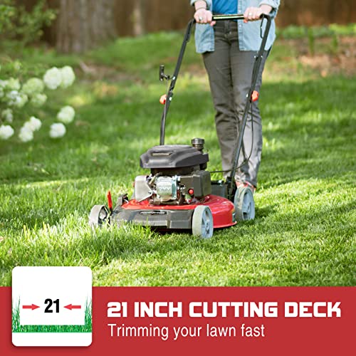 PowerSmart Gas Lawn Mower 21Inch 144cc 3in1 WalkBehind Push Lawn