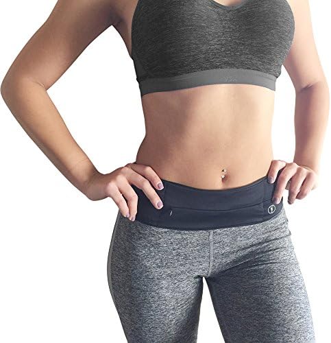 Fitness Running Belt Waist Pack - By Perdy Body Plus Bonus Light! Reversible Money Belt Fanny Pack for Phone, Money, Passport, Running, Hiking, Gym, Yoga, Travel and Fitness (Black X-Large)