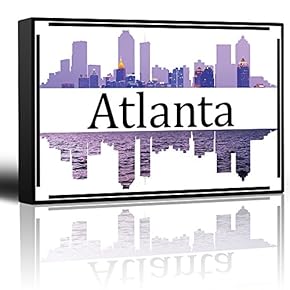 City Skyline Series - Atlanta - Colorful Urban Art - Sunsets and Silhouettes Famous Buildings and Landmarks - Canvas Art Home Art - 12x18 inches