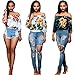 GBSELL Fashion Women Embroidered Floral Off-shoulder Blouse Top