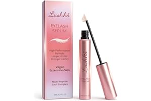 LUSHKA | Eyelash Growth Serum | 4 Peptide Lash Enhancer | Fuller, Stronger Lashes | Hyaluronic Acid, Biotin & Botanical Extra