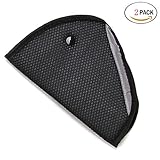 HSELL® Pack of 2 Child Seat Belt Adjuster, Car Safety Cover Strap Adjuster Pad Harness, Comfortable Protection for Adult Children Keep Belt Away From Neck and Face, Made of Air Mesh Fabric (Black)