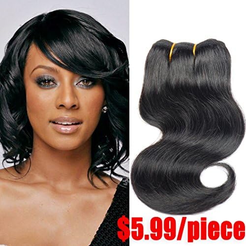Brazilian Virgin Hair Short Human Hair Extensions 1 Bundles Body Wave 100% Unprocessed 50g/Piece (1 Piece, Natural Clolr Body Wave)