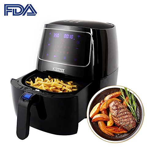 Click Here to See More Images Kiaster Air Fryer, 3.7QT 10-in-1 Intelligent Airfryer Electric Oil Free Hot Air Fryer XL Cooker, Touch Screen Control, Dishwasher Safe, Metal Inner Housing