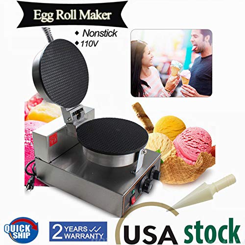 Electric Ice Cream Cone Machine Egg Roll Maker 1250W Nonstick Commercial Baker Pastry Making Baking Tools Electric Egg Roll Ice Cream Cone Maker