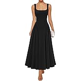 ZESICA Womens 2026 Summer Sleeveless Square Neck Sundress Casual Long Flowy A Line Beach Vacation Maxi Dresses
