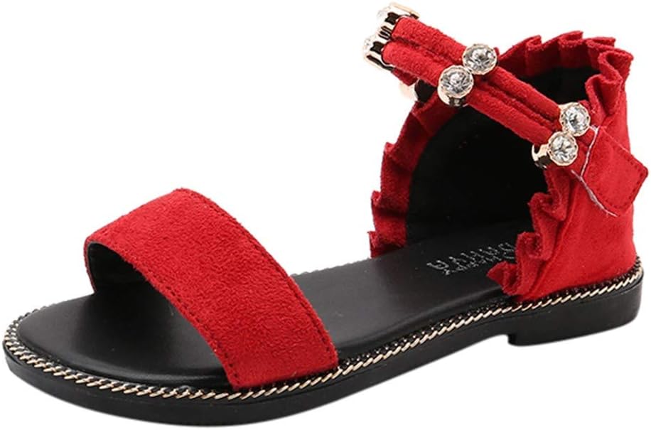 Big/Little Kids Baby Girls Sandals Summer Crystal Princess Roma Beach Shoes Open-Toe Slip On Slippers Low-heeled Boots