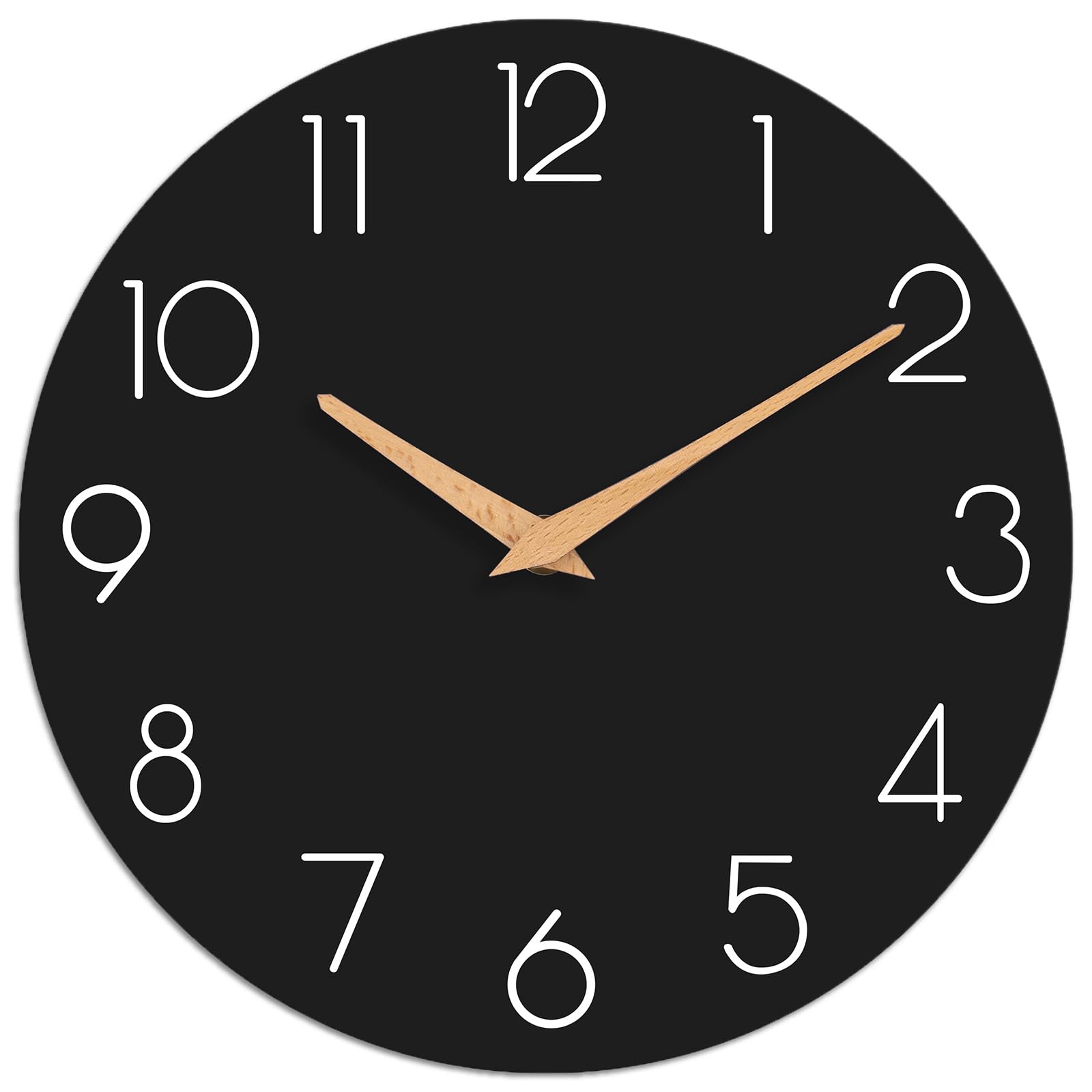cicininc Wall Clock, Black Wooden Silent