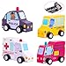 iPlay, iLearn Baby Pull Back Car Play Set, Build Your Own, School Bus, Fire Truck, Emergency Vehicles, Wooden Safe Toy, Educational, Creative Gifts for 3, 4 Year Olds Kids, Toddlers, Boys, Girls