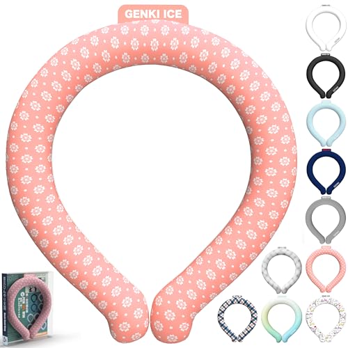 Genki Ice ネッククーラー 【24℃ PCM 2倍増量 2026最新進化】 首 冷やす リング クールリング クールネックリング アイスネックリング ネックリング 暑さ対策 熱中症対策グッズ 冷却 冷感 首元 ひんやり 大人 子供 小学生 ゴルフ 夏 キャンプ 日本の企業 (M, 雪桜)