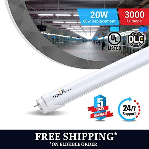 LEDMyplace Hybrid T8 4ft LED Tube/Bulb, 22W/18W/15W/12W Adjustable, 3000K/4000K/5000K/6500K CCT Changeable, 130 Lumens, Single/Double End Power, Frosted, G13, Ballast Compatible or Bypass for Shop