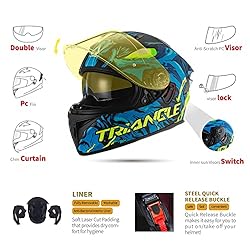 TRIANGLE Dual Visor Full Face Motorcycle Bike