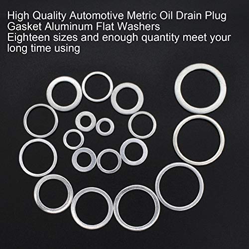 DYWISHKEY 540Pcs 18 Sizes Automotive Metric Oil Drain Plug Gasket