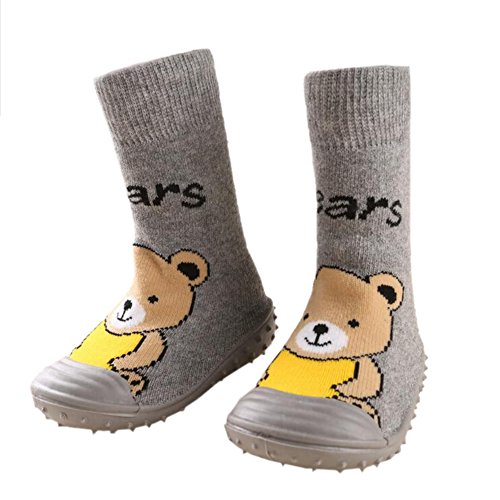 Fire Frog Infant Baby Cartoon Patterned Soft Rubber Bottom Anti-Slip Floor Socks Boots Bear 24-30M