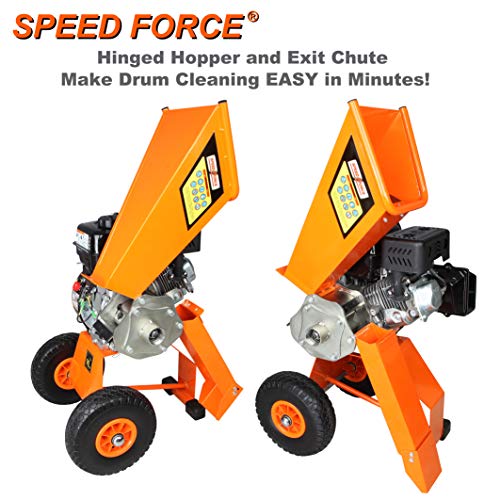 SPEED FORCE SelfFeed Wood Chipper Shredder 6.5 HP 208cc Gas Powered