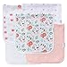 LNGLAT 5-Pack Baby Burp Cloth for Girls, 100% Organic Cotton, Triple Layer, Thick, Soft and Absorbent, Burping Rags for Newborns Baby Shower Set