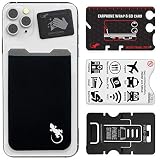 Gecko Adhesive Phone Wallet & RFID Blocking Sleeve, a Stick-On Stretchy Lycra Card holder Universally fits most Cell Phones & Cases. Xtra Tall Pocket Totally Covers Credit Cards & Cash - BLACK
