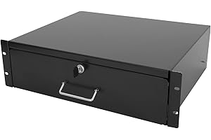 RAISING ELECTRONICS Drawer Server Cabinet Case 19 Inch Locking Rack Mount DJ Lockable Deep Drawer with Key (3U)