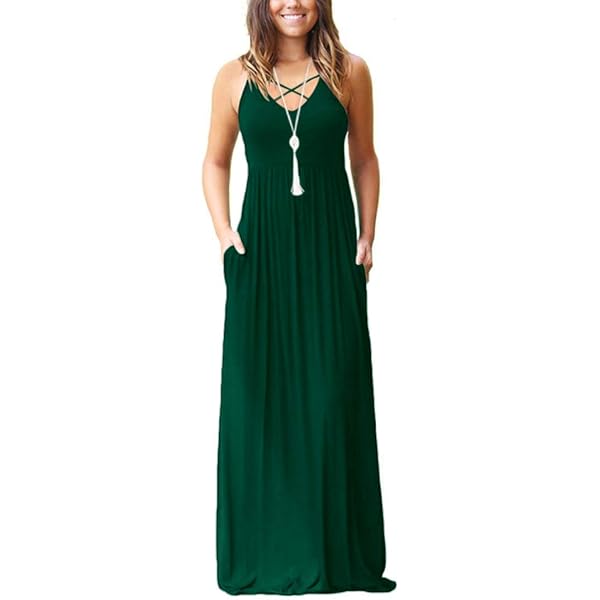 LILBETTER Women's V-Neck Maxi Dress - Soft Rayon, Wrap Waist, With Pockets - View #3
