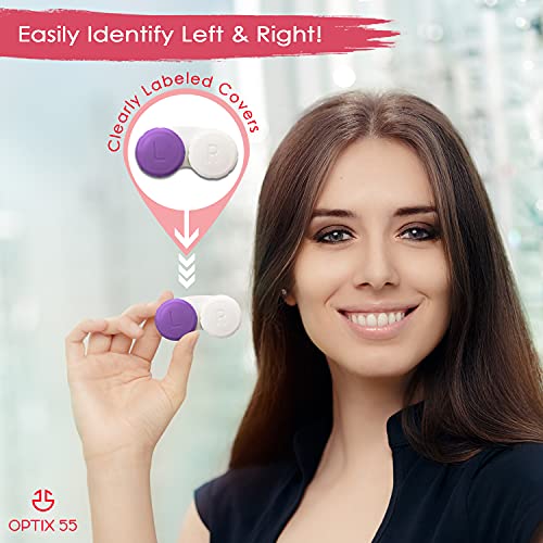 Contact Lens Cases, 12 Pack Assorted Separate Colors Eye Contact