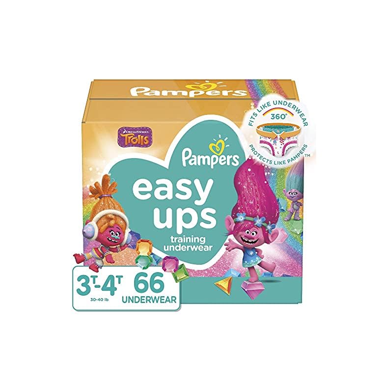 Pampers Easy Ups Training Underwear Girls, 3T-4T Size 5 Diapers, 66 Count (Packaging & Prints May Vary)