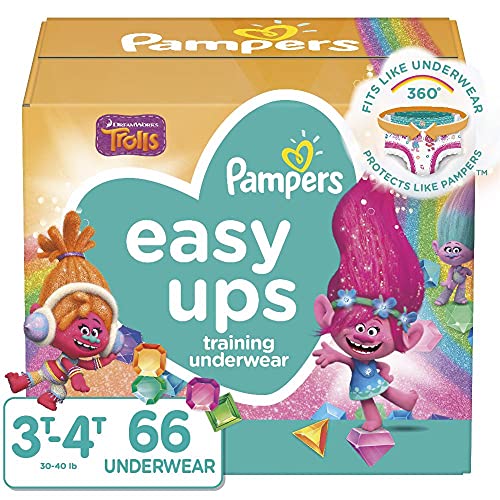 Pampers Easy Ups Training Underwear Girls, 3T-4T Size 5 Diapers, 66 Count (Packaging & Prints May Vary)
