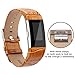 POY Replacement Bands Compatible for Fitbit Charge 2, Genuine Leather Wristbands, Bamboo Brown