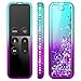 NageBee Protective Case for Apple TV 4K 5th, 4th Gen Remote - Glitter Liquid Quicksand Waterfall Floating Sparkle Bling Diamond Shockproof Cover for Apple TV Siri Remote Controller -Aqua/Purple