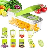 Mandoline Slicer Vegetable Slicer Chopper Dicer - Onion Cutter Chopper Pro - 8 Blades of Squeezer Julienne Slicer Grater -Kitchen Cutter for Multi Veggie, Food, Potato, Tomato, Cucumber, Cheese, Fruit