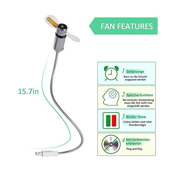 USB-LED-Fan-HuiHeng-Mini-LED-Clock-Fan-with-Flexible-Gooseneck-Personal-Silent-Laptop-Fan-USB-Powered-for-Home-Office huiheng USB LED Fan, Mini LED Clock Fan with Flexible Gooseneck, Personal Silent Laptop Fan USB Powered for Home Office