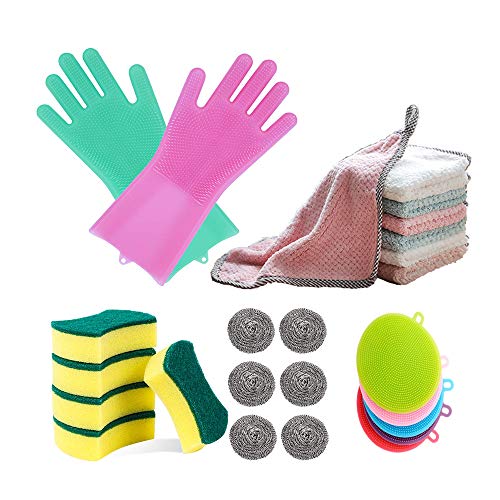 Magic Silicone Scrubbing Dishwashing Gloves, Cleaning Rag, Silicone