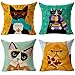 Outgeek Christmas Pillow Case 4 Pack 18 inch Cute Cartoon Cat Decorative Pillow Covers Christmas Decorations for Sofa Bed Throw Pillow (Cartoon cat)