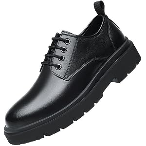 Men's Black Oxford Dress Shoes Round Toe Faux Leather Business Casual Shoes Chunky Block Heel Daily Work Formal Footwear