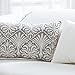 HWY 50 Grey Gray Decorative Lumbar Pillow Cover Rectangle 12x20 Inch (1 Piece), Embroidered Cotton Farmhouse Cushion Cover Pillow Case for Sofa Couch Living Room Bed, Minimalist Floral