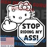 Hellokitty Cartoon Character Stop Riding My Butt Funny Car Window Decal, Die-Cut Vinyl Sticker
