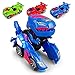 GRAWILLE Transforming Dinosaur LED Car Dinosaur Transform Car Toy Automatic Dino Dinosaur Transformer Toy Car for Kids 3+ Years Old (Blue)