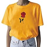 BLACKMYTH Women's Cute Graphic T Shirt Rose Tops Teen Girl Tees