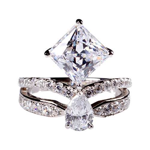 Wedding engagement ring 925 sterling silver rhodium pla…