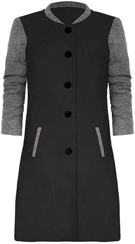WUAI-Women Long Sleeve Open Front Cardigan Jackets Lightweight Color Block Button Blazer Suit Jackets Coats: Clothing