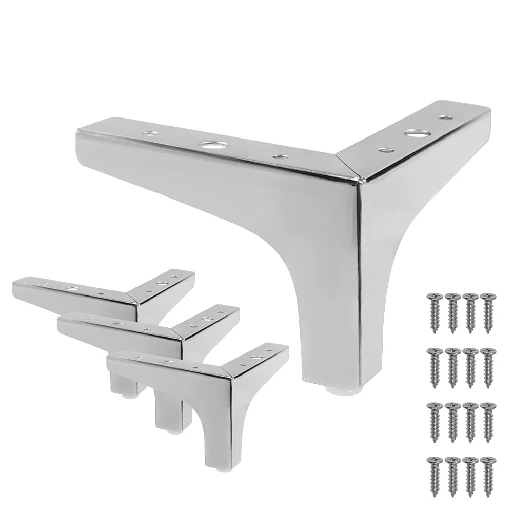 Cjueiom 10cm / 4 Inch Furniture Legs Chrome Sofa Legs Set of 4, Modern Table Legs Metal Triangle Furniture Feet, Sofa Foot Couch Legs Replacement for Cabinet Cupboard Chair Ottoman โ image 1