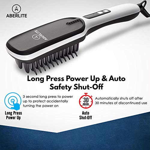 (Upgraded) Aberlite MAX - Beard Straightener for Men - Beard Straightening Heat Brush Comb Ionic - for Home & Travel