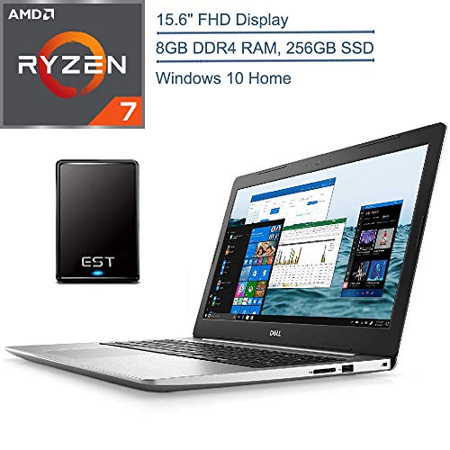 2020 Dell Inspiron 15 5000 15.6″ FHD Laptop Computer, AMD Quad-Core Ryzen 7 2700U Beat i7-7200U Up to 3.8GHz, 8GB RAM, 256GB SSD, Radeon Vega 10, HDMI, Windows 10 + Yzakka 320GB External Hard Drive