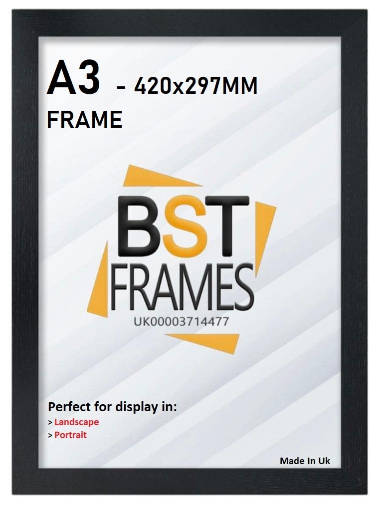 Oxford A3 Black Frame - Premium Picture Frame - Print Frame - Poster Frame with Wall Mounting