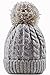 Women's Winter Beanie Warm Fleece Lining - Thick Slouchy Cable Knit Skull Hat Ski Cap (Cream)