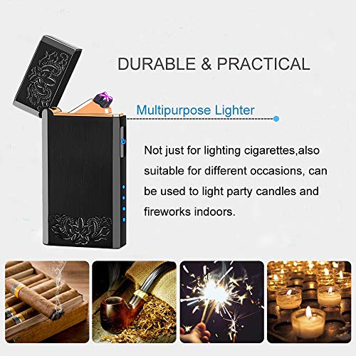 Pard Cigar Lighter, Sense Induction, USB Rechargeable Flameless Electronic Pulse Arc Cigarette Lighter, Black