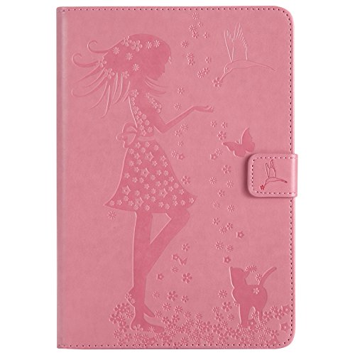 iPad Mini 2 Mini 3 Case, LittleMax(TM) Lightweight PU Leather Flip Stand Embossed Bird & Butterfly & Girl Case Smart Cover with Auto Wake/Sleep for Apple iPad Mini 3/2/1 -#3 Pink - Thumbnail 2