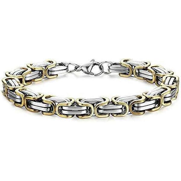 YAZILIND Stainless Steel Byzantine Zigzag Bracelet - Geometric Fashion Jewelry For Women & Men, Silver/Gold Tone - View #2