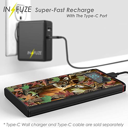 INFUZE-Slim-Pocket-Sized-12000mAh-Portable-Charger-Dual-USB-Output-Ports-USB-A-USB-C-18W-Quick-Charge-30-Fast-Charging-Power-Bank-Compatible-with-Coolpad-Legacy-2019-Deer-Hunter-Camo